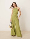 【送料無料】 エイソス レディース ジャンプスーツ トップス ASOS DESIGN halterneck seamed jumspuit with wide ...
