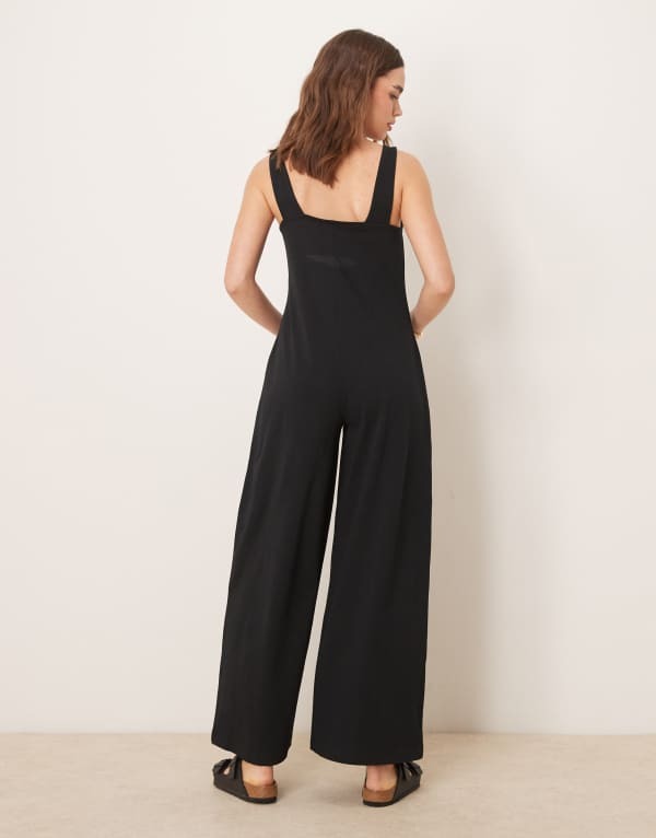 【送料無料】 エイソス レディース ジャンプスーツ トップス ASOS DESIGN button up jumpsuit in black Black