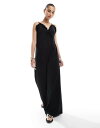 【送料無料】 エイソス レディース ジャンプスーツ トップス ASOS DESIGN cami ruffle wide leg jumpsuit in blac...