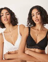【送料無料】 エイソス レディース ブラジャー アンダーウェア ASOS DESIGN Minnie 2 pack cotton soft bra with l...