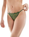 【送料無料】 コットンオン レディース ブリーフパンツ アンダーウェア Cotton On eyelash lace G-string briefs in bonsai green bonsai green