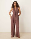 【送料無料】 エイソス レディース ジャンプスーツ トップス ASOS DESIGN double cloth gathered bust jumpsuit i...