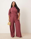 【送料無料】 エイソス レディース ジャンプスーツ トップス ASOS DESIGN Curve asymmetric drape neck jumpsuit ...