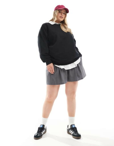 【送料無料】 エイソス レディース パーカー・スウェット アウター ASOS DESIGN Curve oversized sweatshirt in black Black 【送料無料】 エイソス レディース パーカー・スウェット アウター ASOS DESIGN Curve oversized sweatshirt in black Black