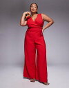 【送料無料】 エイソス レディース ジャンプスーツ トップス ASOS DESIGN Curve wrap front cut out jumpsuit wit...