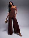 【送料無料】 エイソス レディース ジャンプスーツ トップス ASOS DESIGN scuba bodice bandeau jumpsuit with sh...