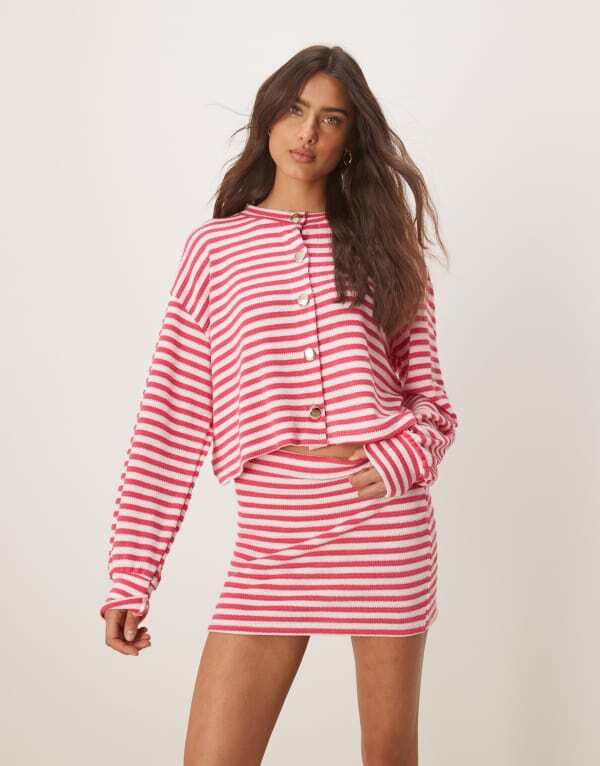 ̵  ǥ  ܥȥॹ ASOS DESIGN knit mini skirt in dark pink s...