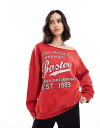 【送料無料】 エイソス レディース ベスト トップス ASOS DESIGN off the shoulder sweatshirt with Boston g...