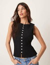 【送料無料】 フリーピープル レディース ベスト トップス Free People tilly ribbed button up vest in black B...