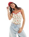 【送料無料】 デイジーストリート レディース シャツ トップス Daisy Street printed cropped cami top in red flo...