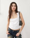 【送料無料】 コルージョン レディース ベスト トップス COLLUSION square neck bodysuit in white WHITE