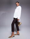 【送料無料】 リバーアイランド レディース シャツ トップス River Island oversized pocket detail shirt in white White Blue(4)