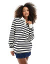【送料無料】 ストラディバリウス レディース ポロシャツ トップス Stradivarius STR oversized polo in black and w...