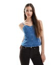 エイソス レディース トップス シャツ デニム Bleach wash ASOS DESIGN cinched waist denim peplum top - part of a set