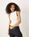 【送料無料】 エイソス レディース ベスト トップス ASOS DESIGN boat neck tank top with blanket stitch detail in cream Coconut milk(4)