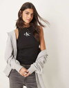 【送料無料】 カルバンクライン レディース ベスト トップス Calvin Klein Jeans monologo ribbed tank top in bl...