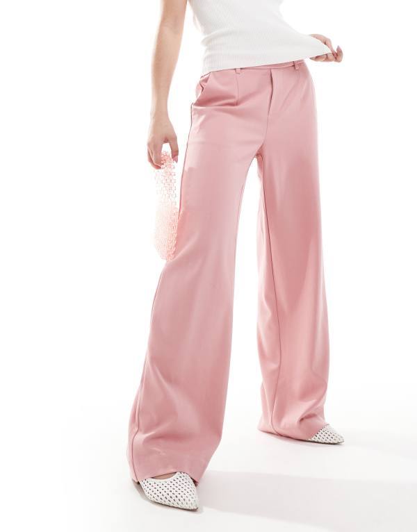 【送料無料】 オブジェクト レディース カジュアルパンツ ボトムス Object tailored wide leg pants in rose pink ROSE ELEGANCE
