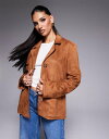 【送料無料】 リバーアイランド レディース ジャケット・ブルゾン アウター River Island suedette blazer in brown BROWN(4)