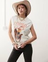 【送料無料】 ラングラー レディース ベスト トップス Wrangler rodeo club printed tank top in vintage whit...