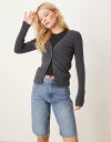【送料無料】 カルバンクライン レディース カーディガン アウター Calvin Klein Jeans ribbed cardigan in charcoal...