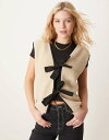 【送料無料】 エイソス レディース ベスト トップス ASOS DESIGN teddy vest with bow tie detail in stone S...