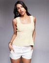 【送料無料】 リバーアイランド レディース ベスト トップス River Island boucle tank top in yellow YELLOW