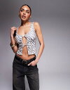 【送料無料】 リキュールアンドポーカー レディース ベスト トップス Liquor N Poker zebra cut-out tank top in mult...