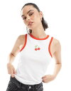 【送料無料】 ピーシーズ レディース ベスト トップス Pieces racer neck tank top with embroidered cherry g...