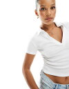 【送料無料】 プルアンドベアー レディース ポロシャツ トップス Pull&Bear polo collar tee in white WHITE