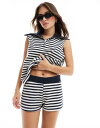 【送料無料】 エイソス レディース ハーフパンツ・ショーツ ボトムス ASOS DESIGN supersoft jersey shorts in stripe - part of a set STRIPE(4)