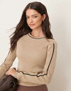 【送料無料】 ジェイディーワイ レディース ニット・セーター アウター JDY contrast details ribbed knitted sweater in beige BEIGE(4)
