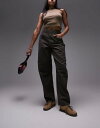 【送料無料】 トップショップ レディース レギンス ボトムス Topshop Hourglass wide leg back tab pants in choc...