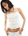 【送料無料】 エイソス レディース ベスト トップス ASOS DESIGN horn button cami tank top in cream CREAM