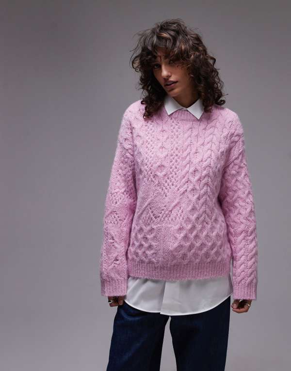 ̵ ȥåץå ǥ ˥åȡ  Topshop lofty cable knit relaxed sw...