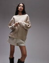 【送料無料】 トップショップ レディース パーカー・スウェット アウター Topshop premium seam detail sweat in oat he...