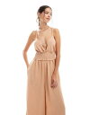 【送料無料】 エイソス レディース ジャンプスーツ トップス ASOS DESIGN shirred linen cami jumpsuit with wide...
