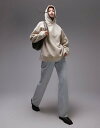【送料無料】 トップショップ レディース パーカー・スウェット アウター Topshop oversized borg hoodie in stone NEUT...
