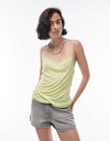 【送料無料】 トップショップ レディース ベスト トップス Topshop sheer ribbed cami in lime Lime