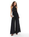 【送料無料】 エイソス レディース ジャンプスーツ トップス ASOS DESIGN jacquard halter wide leg jumpsuit in ...