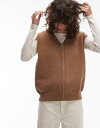 【送料無料】 トップショップ レディース ベスト トップス Topshop oversized zip up tank in tan TAN