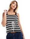 【送料無料】 エイソス レディース シャツ トップス ASOS DESIGN knit striped cami top in black and white ...