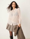 【送料無料】 エイソス レディース シャツ トップス ASOS DESIGN Sheer crinkle shirt in pink pink(4)