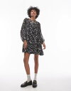 【送料無料】 トップショップ レディース ワンピース トップス Topshop long sleeve mini tea dress in mono print...
