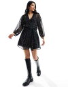 【送料無料】 マンゴ レディース ワンピース トップス Mango spot mini dress in black Black