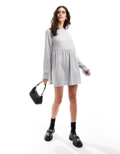 【送料無料】 ミスセルフフリッジ レディース ワンピース トップス Miss Selfridge Long sleeve mini smock dress in gray Silver / gray 【送料無料】 ミスセルフフリッジ レディース ワンピース トップス Miss Selfridge Long sleeve mini smock dress in gray Silver / gray