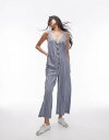 【送料無料】 トップショップ レディース ジャンプスーツ トップス Topshop textured button down jumpsuit in strip...