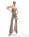 【送料無料】 エイソス レディース ジャンプスーツ トップス ASOS DESIGN ruched bodice bandeau tailored jumpsu...