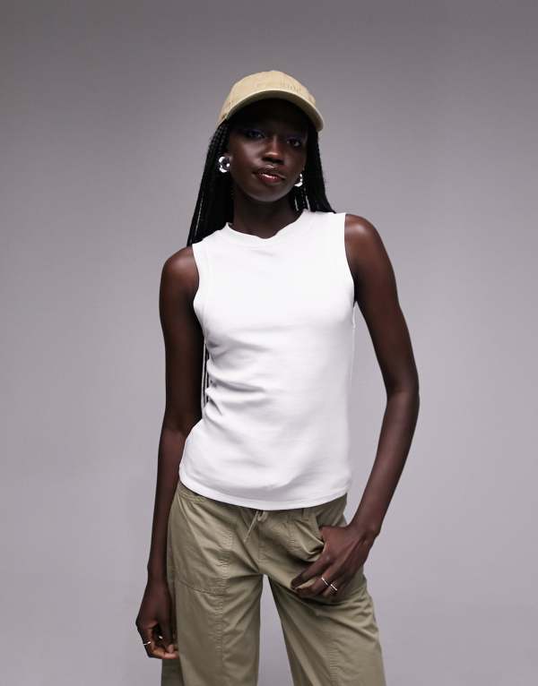 【送料無料】 トップショップ レディース タンクトップ トップス Topshop slim tank
