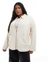 【送料無料】 エイソス レディース パーカー・スウェット アウター ASOS DESIGN Curve borg collar zip through in c...