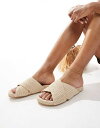 フォース&レックレス レディース シューズ サンダル BEIGE 4th & Reckless woven crossover strap flat sandals in beige